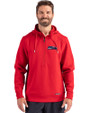 Seattle Seahawks Americana Cutter & Buck Roam Epic Versatility Half Zip Recycled Mens Hooded Pullover Red Front