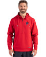 Atlanta Falcons Americana Cutter & Buck Roam Recycled Buttery-Soft Knit Mens Half Zip Hooded Pullover Red Front