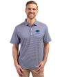 Florida Gators Alumni Cutter & Buck Forge Eco Double Stripe Stretch Recycled Mens Big &Tall Polo Tour Blue/White Front