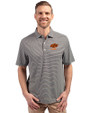 Oklahoma State Cowboys Alumni Cutter & Buck Forge Eco Double Stripe Stretch Recycled Mens Big &Tall Polo Black/White Front