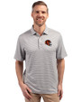 Cincinnati Bengals NFL Helmet Cutter & Buck Forge Eco Double Stripe Stretch Recycled Mens Polo Polished/White Front