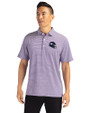Minnesota Vikings NFL Helmet Cutter & Buck Forge Recycled Double Stripe Four-Way Stretch Mens Polo College Purple/White Front