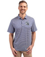 Indianapolis Colts NFL Helmet Cutter & Buck Forge Eco Double Stripe Stretch Recycled Mens Polo Tour Blue/White Front