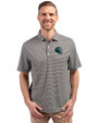 Philadelphia Eagles NFL Helmet Cutter & Buck Forge Eco Double Stripe Stretch Recycled Mens Polo Black/White Front