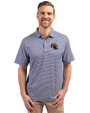 Los Angeles Rams NFL Helmet Cutter & Buck Forge Eco Double Stripe Stretch Recycled Mens Polo Tour Blue/White Front