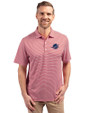 Miami Dolphins Americana Cutter & Buck Forge Recycled Double Stripe Four-Way Stretch Mens Polo Cardinal Red/White Front