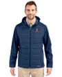 Auburn Tigers College Vault Cutter & Buck Evoke Hybrid Eco Softshell Recycled Full Zip Mens Big & Tall Hooded Jacket Navy Blue Front