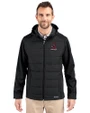 Alabama Crimson Tide College Vault Cutter & Buck Evoke Hybrid Eco Softshell Recycled Full Zip Mens Big & Tall Hooded Jacket Black Front