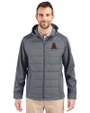 Alabama Crimson Tide College Vault Cutter & Buck Evoke Hybrid Eco Softshell Recycled Full Zip Mens Big & Tall Hooded Jacket Elemental Grey Front