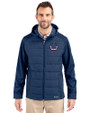 Indianapolis Colts Americana Cutter & Buck Evoke Hybrid Eco Softshell Recycled Full Zip Mens Big & Tall Hooded Jacket Navy Blue Front