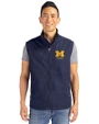 Michigan Wolverines Alumni Cutter & Buck Charter Eco Full-Zip Mens Big & Tall Vest Navy Blue Front