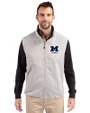 Michigan Wolverines Alumni Cutter & Buck Charter Eco Full-Zip Mens Big & Tall Vest Polished Medium Gray Front
