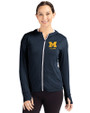 Michigan Wolverines Alumni Cutter & Buck Daybreak Eco Recycled Womens Full Zip Hoodie Navy Blue Front