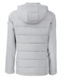 Nebraska Cornhuskers College Vault Cutter & Buck Evoke Hybrid Softshell Recycled Full Zip Womens Hooded Jacket CONCRETE Mannequin Back