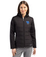 Kentucky Wildcats Alumni Cutter & Buck Evoke Hybrid Softshell Recycled Full Zip Womens Hooded Jacket Black Front