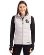 NC State Wolfpack College Vault Cutter & Buck Evoke Hybrid Softshell Recycled Womens Full Zip Vest CONCRETE Front