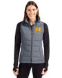 Michigan Wolverines Alumni Cutter & Buck Evoke Hybrid Softshell Recycled Womens Full Zip Vest Elemental Grey Front