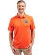 Miami Dolphins NFL Helmet Cutter & Buck Forge Eco Stretch Recycled Mens Polo College Orange Front