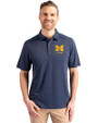 Michigan Wolverines Alumni Cutter & Buck Forge Eco Stretch Recycled Mens Polo Dark Navy Blue Heather Front