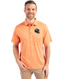 Denver Broncos NFL Helmet Cutter & Buck Forge Eco Heather Stripe Stretch Recycled Mens Polo College Orange Heather Front