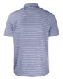 Carolina Panthers Americana Cutter & Buck Forge Eco Heather Stripe Stretch Recycled Mens Polo Navy Blue Heather Mannequin Back
