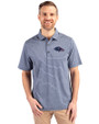 Baltimore Ravens Americana Cutter & Buck Forge Eco Heather Stripe Stretch Recycled Mens Polo Navy Blue Heather Front