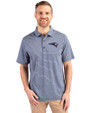 New England Patriots Americana Cutter & Buck Forge Eco Heather Stripe Stretch Recycled Mens Polo Navy Blue Heather Front