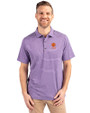 Clemson Tigers Alumni Cutter & Buck Forge Eco Heather Stripe Stretch Recycled Mens Polo College Purple Heather Front