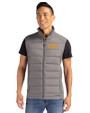 LSU Tigers Alumni Cutter & Buck Evoke Hybrid Softshell Recycled Mens Full Zip Vest Elemental Grey Front