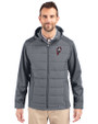 Ohio State Brutus Vintage Cutter & Buck Evoke Hybrid Softshell Recycled Full Zip Mens Hooded Jacket Elemental Grey Front