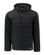 Nebraska Cornhuskers College Vault Cutter & Buck Evoke Hybrid Softshell Recycled Full Zip Mens Hooded Jacket Black Mannequin