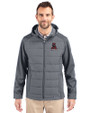 Alabama Crimson Tide College Vault Cutter & Buck Evoke Hybrid Softshell Recycled Full Zip Mens Hooded Jacket Elemental Grey Front