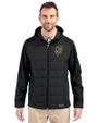 Grambling Tigers College Vault Cutter & Buck Evoke Hybrid Softshell Recycled Full Zip Mens Hooded Jacket Black Front