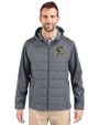 Grambling Tigers College Vault Cutter & Buck Evoke Hybrid Softshell Recycled Full Zip Mens Hooded Jacket Elemental Grey Front