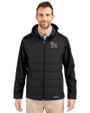 Clemson Tigers College Vault Cutter & Buck Evoke Hybrid Softshell Recycled Full Zip Mens Hooded Jacket Black Front