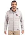 Clemson Tigers College Vault Cutter & Buck Evoke Hybrid Softshell Recycled Full Zip Mens Hooded Jacket CONCRETE Front