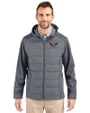 Auburn Tigers College Vault Cutter & Buck Evoke Hybrid Softshell Recycled Full Zip Mens Hooded Jacket Elemental Grey Front