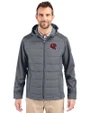 Kansas City Chiefs NFL Helmet Cutter & Buck Evoke Hybrid Softshell Recycled Full Zip Mens Hooded Jacket Elemental Grey Front