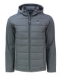 Penn State Nittany Lions Alumni Cutter & Buck Evoke Hybrid Softshell Recycled Full Zip Mens Hooded Jacket Elemental Grey Mannequin