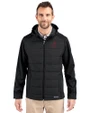 Alabama Crimson Tide Alumni Cutter & Buck Evoke Recycled Honeycomb Fleece Mens Hybrid Full Zip Jacket Black Front