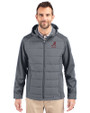 Alabama Crimson Tide Alumni Cutter & Buck Evoke Hybrid Softshell Recycled Full Zip Mens Hooded Jacket Elemental Grey Front