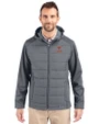 Texas Longhorns Alumni Cutter & Buck Evoke Hybrid Softshell Recycled Full Zip Mens Hooded Jacket Elemental Grey Front