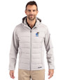Kansas Jayhawks Alumni Cutter & Buck Evoke Hybrid Softshell Recycled Full Zip Mens Hooded Jacket CONCRETE Front