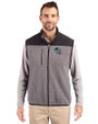 Carolina Panthers NFL Helmet Cutter & Buck Cascade Eco Fleece Mens Vest Elemental Grey/Black Front