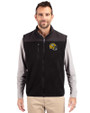 Green Bay Packers NFL Helmet Cutter & Buck Cascade Eco Fleece Mens Vest Black Front