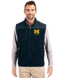 Michigan Wolverines Alumni Cutter & Buck Cascade Eco Fleece Mens Vest Navy Blue Front