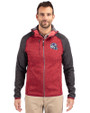 Buffalo Bills NFL Helmet Cutter & Buck Mainsail Full Zip Hooded Mens Jacket Cardinal Red Heather/Charcoal Heather Front