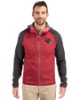 Kansas City Chiefs NFL Helmet Cutter & Buck Mainsail Full Zip Hooded Mens Jacket Cardinal Red Heather/Charcoal Heather Front