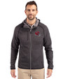 Kansas City Chiefs NFL Helmet Cutter & Buck Mainsail Sweater-Knit Mens Full Zip Hooded Jacket Charcoal Heather Front
