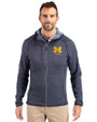 Michigan Wolverines Alumni Cutter & Buck Mainsail Full Zip Hooded Mens Jacket Liberty Navy Heather Front